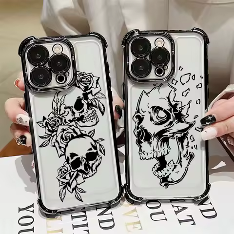 Skull Skeleton Bone Art Phone Case For Xiaomi 15T 14T 13 Pro 15 F8 Ultra Poco X7 F7 Pro 5G X3 X5 X6 F5 M7 Shockproof Clear Cover