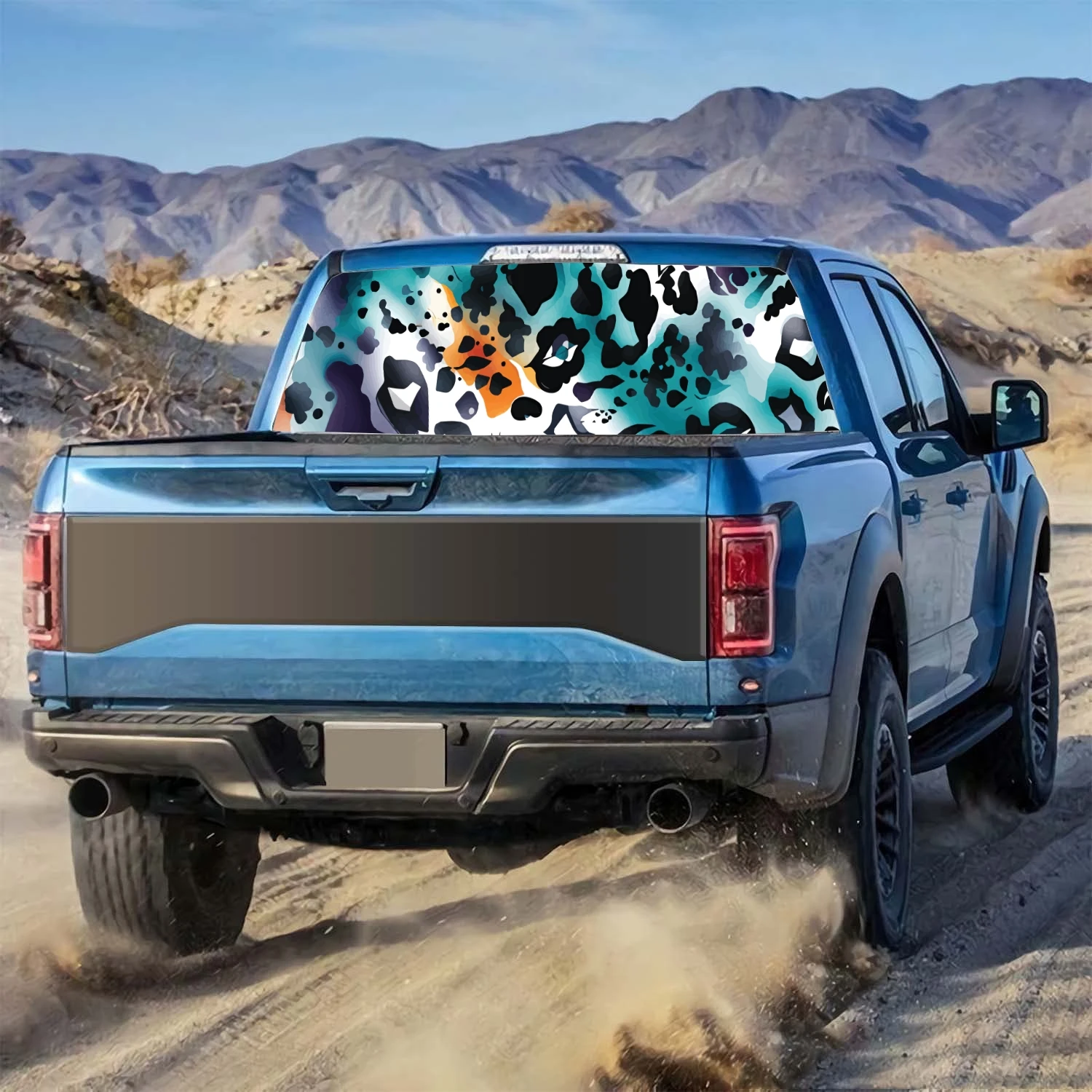 Colorful Leopard Pattern Car Rear Window Decal Fit Pickup,Truck,Car Universal See Through Perforated Back Windows Vinyl Sticker