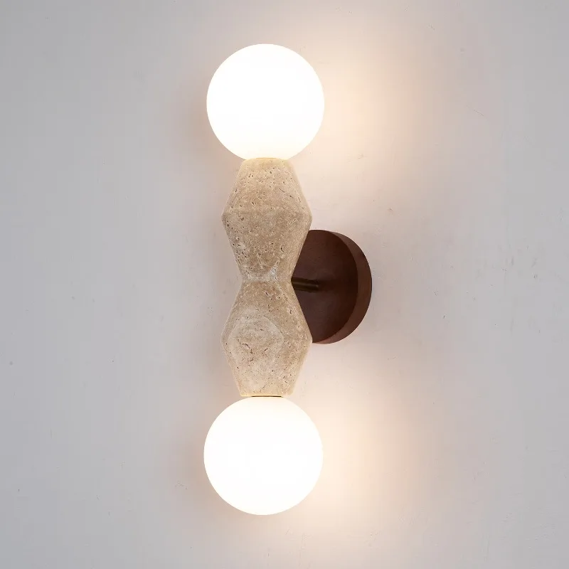 

Современный дизайнер Ретро ваби-саби каменные настенные светильники деревянные фойе спальня коридор ресторан кофейня интерьерные светильники