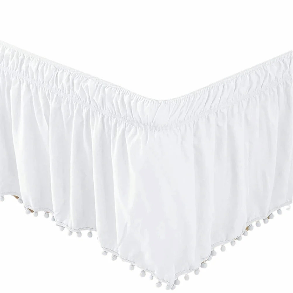 Comfortable Polyester Bed Skirt Elastic Removable Bed Ruffles Solid Color Bed Side Decorations Bed Side Skirt Bedroom