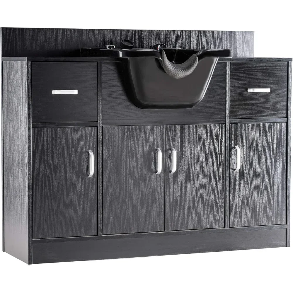 

Shampoo Backwash Sink Station, Salon Spa Beauty Cabinet and Faucet Spray, Barber Storage Equipment 45.3 "x 14.1" X 36.4 "