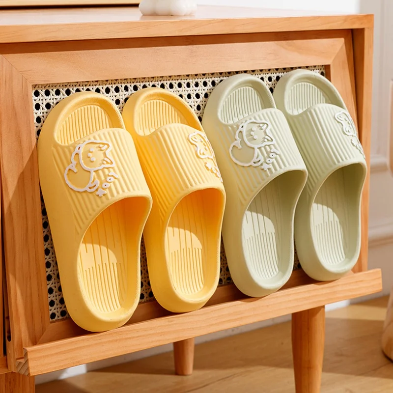 Summer Women Cute Animal EVA Slippers Men Indoor Bathroom Thick Platform Non-Slip Home Sabdals Couples Cat Cartoon Flip Flops image 3