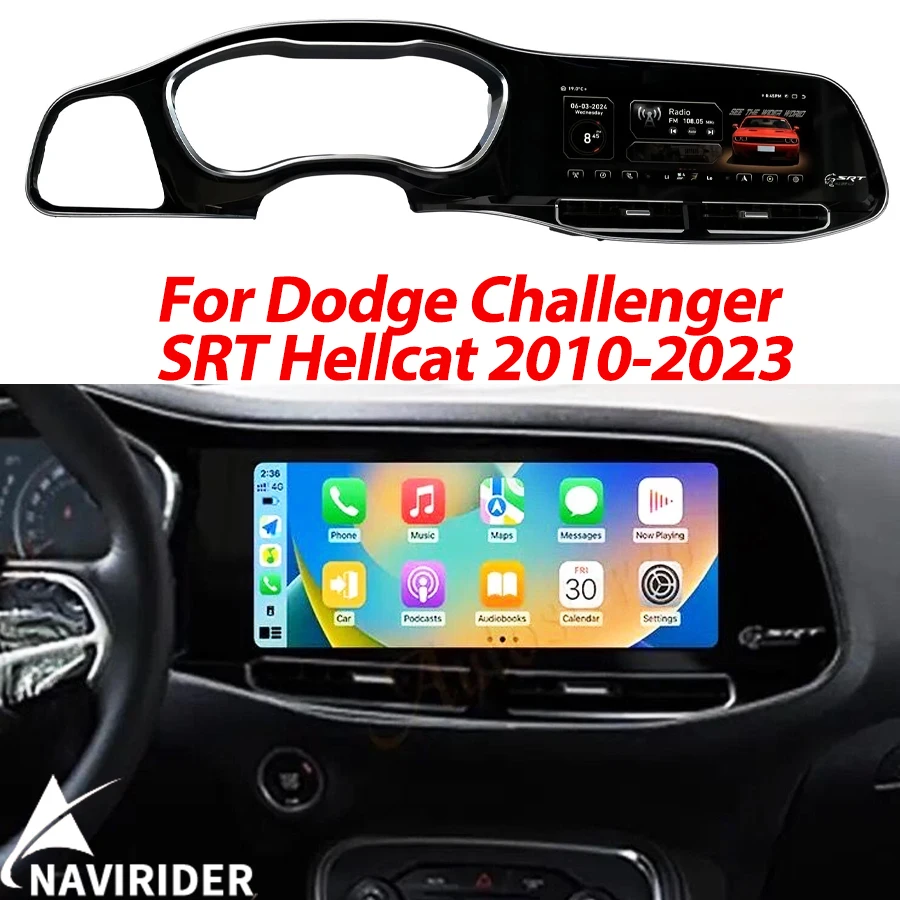 12.3inch Android 14 Car Radio For Dodge Challenger SRT Hellcat 2010-2023 Carplay LCD Touch Screen Multimedia Player GPS Navi 4G