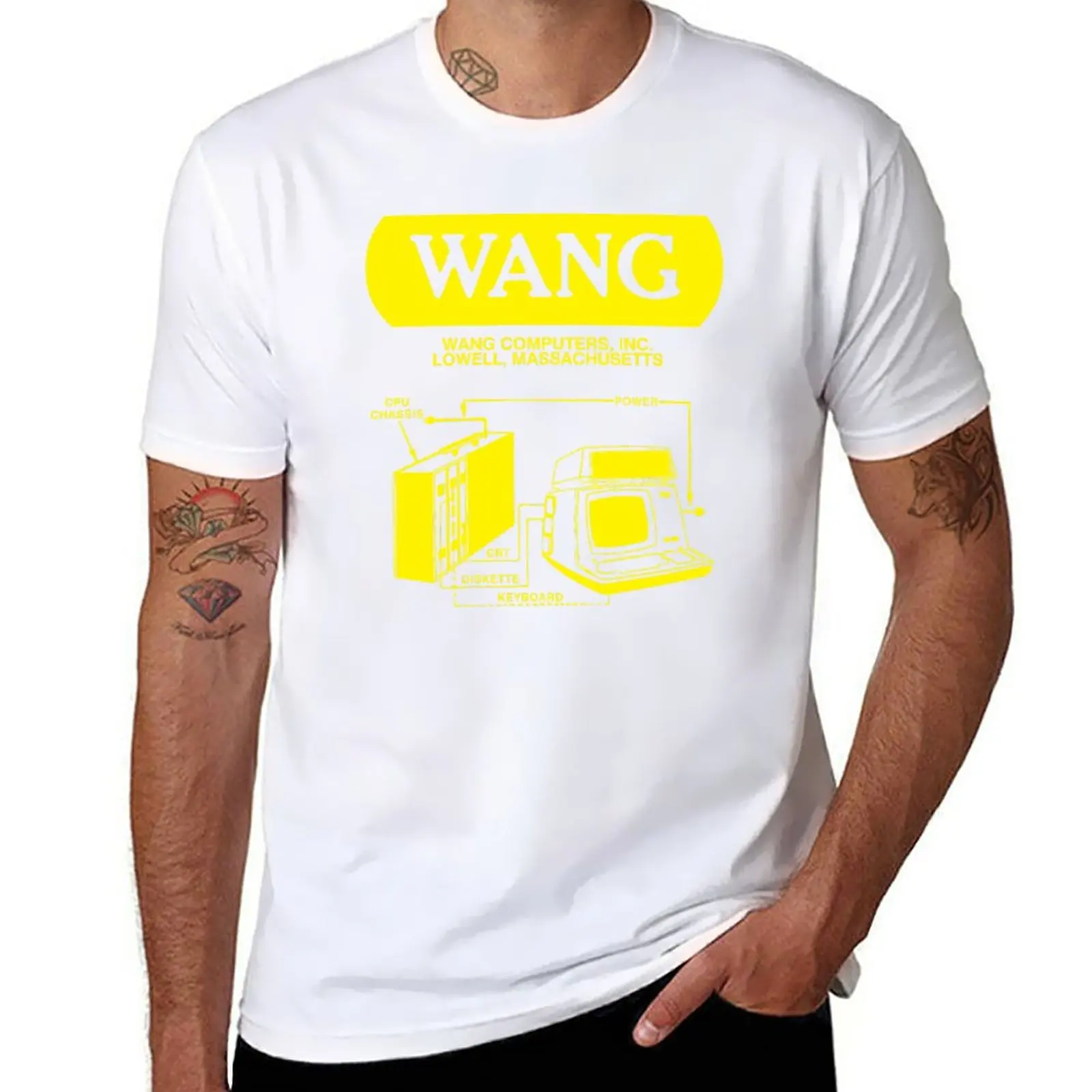 New Wang Computers Logo - Yellow T-Shirt heavyweight t shirts customized t shirts sweat shirts Oversized t-shirt Men's clothing