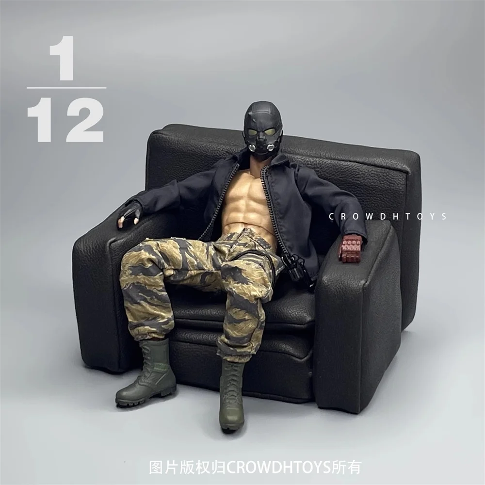 3ATOYS Skala 1/12 Modna Wielokolorowa Czerwono-Biało-Czarna Sofa Około 12x8,5x7,5 CM Bez Ciała Bez Lalki Zabawki Model Dla Figurki Akcji 6"