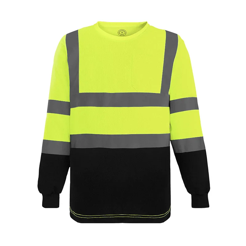 Hi Vis Short Long Sleeve Safety T Shirt Reflective Two Tone Orange Navy Round Collar Work Shirt