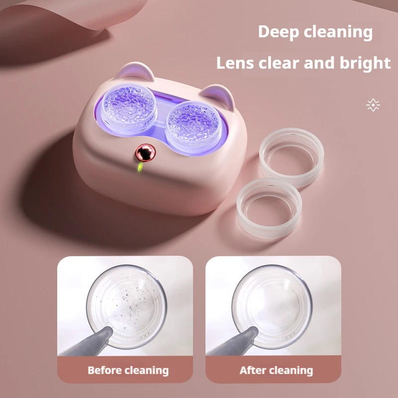 Contact Lenses Cleaner Ultrasonic Replaceable Box Remove Tear Protein Clean Machine Portable Contact Lens Case Rechargeable Type