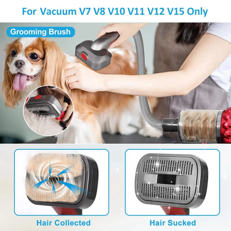Kit di attacco per toelettatura per cani per Dyson Vacuum V7 V8 V10 V11 V12 V15 tagliacapelli per animali domestici con attacco per spazzole Deshedding durevole