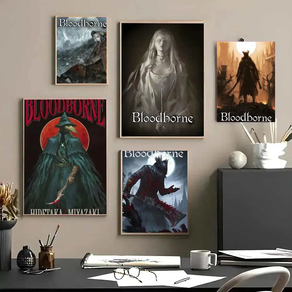 Game B-Bloodborne Poster Decorative Wall Art Stickers Mural Photo Print for Home Living Room Hallway Decor