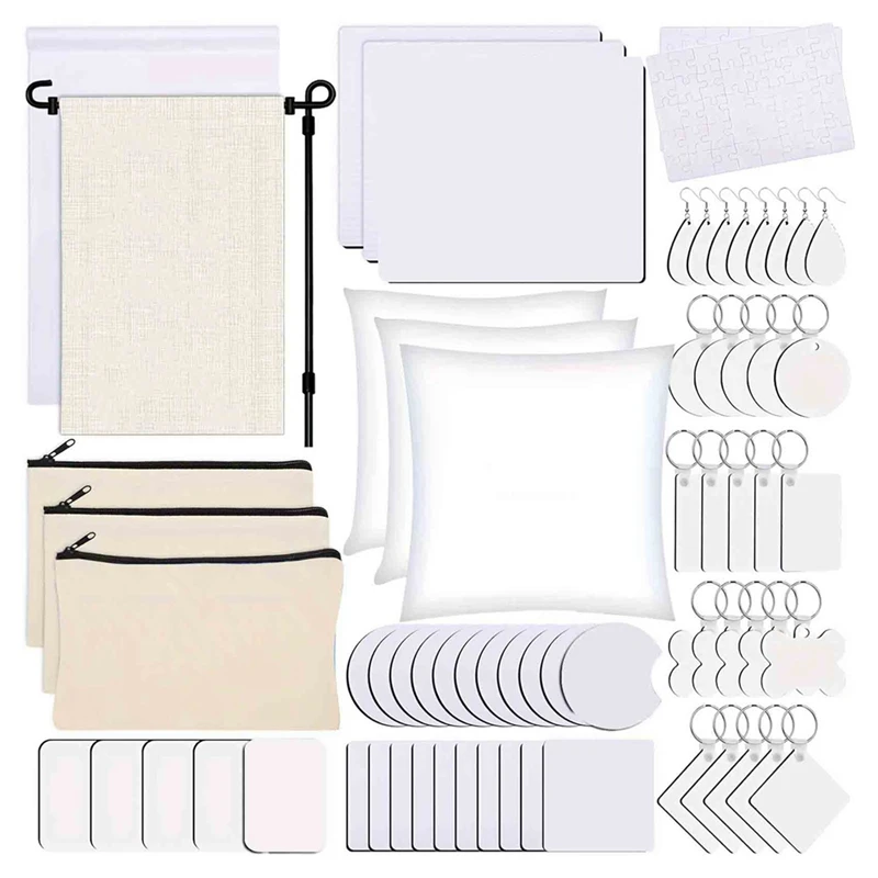 

PWS 128 PCS Sublimation Blanks Products, Christmas Ornaments Crafts Sublimation Kit , DIY Heat Printing Pattern Craft