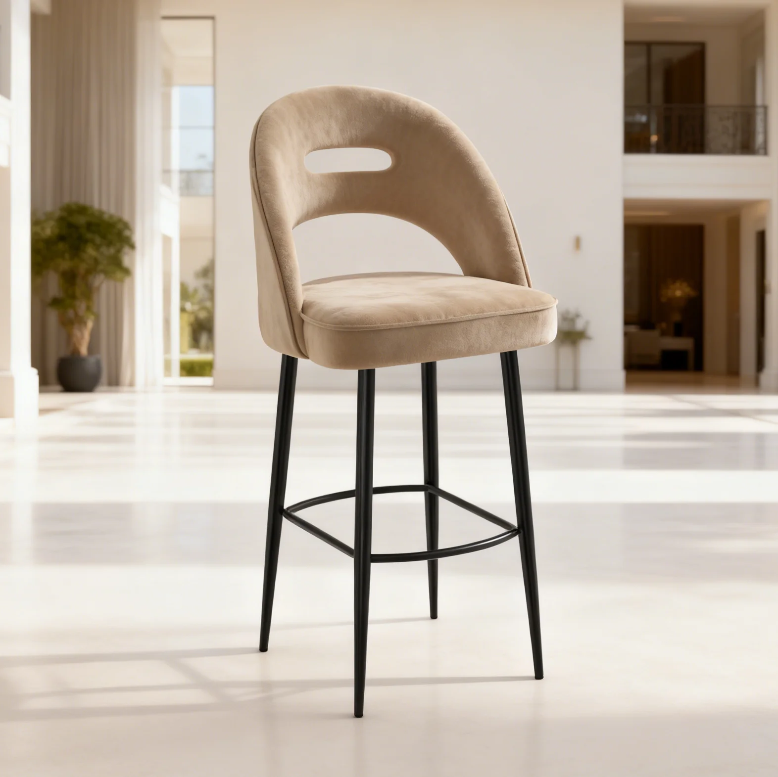 sgabello-da-bar-senza-braccioli-in-velluto-imbottito-con-struttura-in-metallo-dorato-e-nero-robusto-e-durevole-per-bar-domestici-in-stile-americano