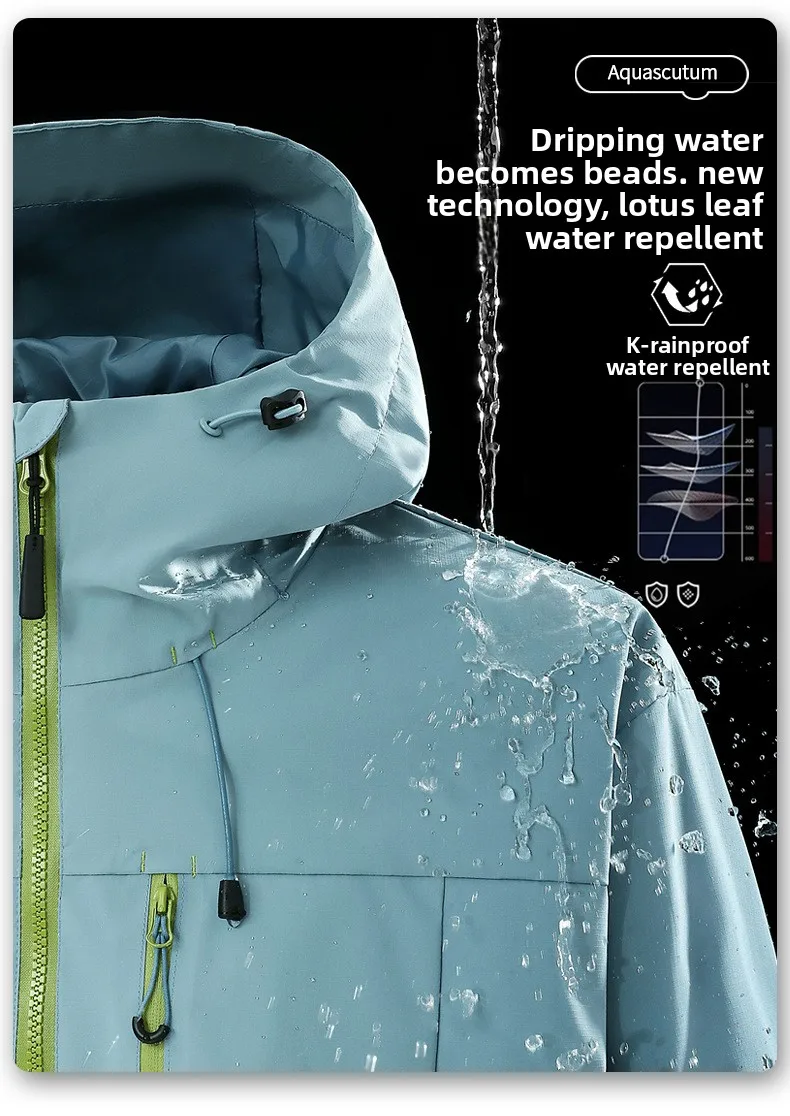 Wind- und wasserdichte Outdoor-Jacken zum Wandern, Camping, Angeln, Bergsteigen, mit Fleece gefütterte, wind- und wasserdichte Mäntel – Detail 5