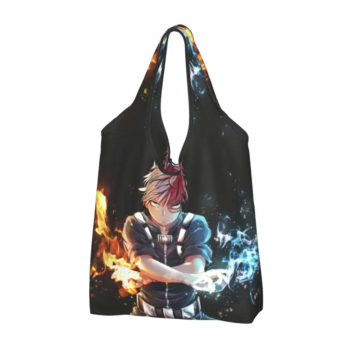 Funny Printing Cool Anime Todoroki BNHA Tote Shopping Bags Portable Shoulder Shopper Handbag