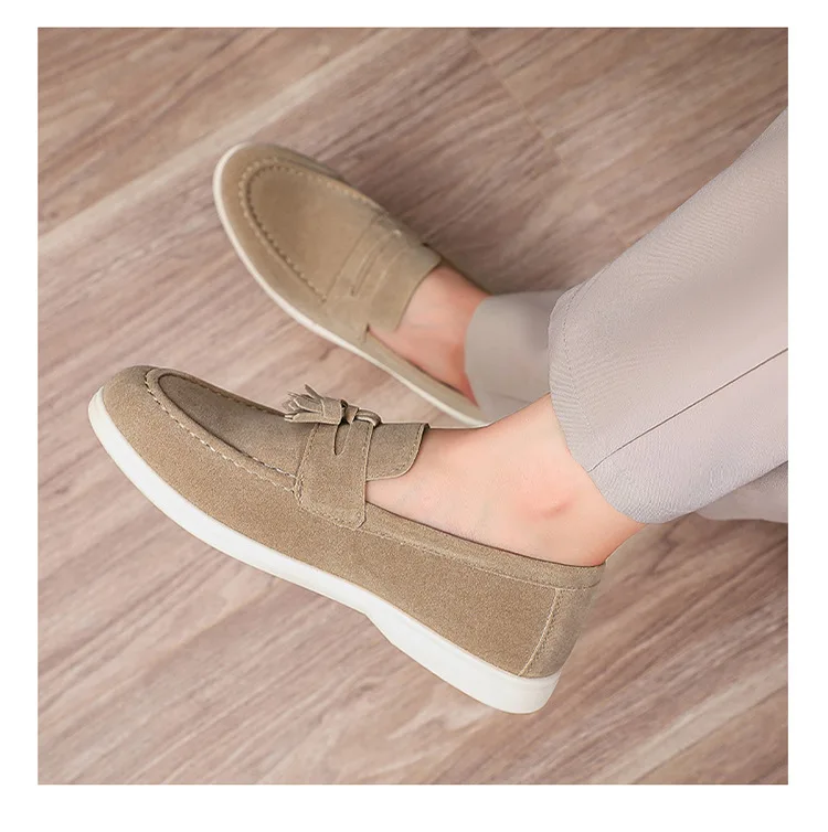Herren Flache Slipper aus Mattiertem Wildleder 2025 Komfortable Rutschfeste Modische Loafer Leichte Trendige Outdoor Freizeitschuhe – Detail 11