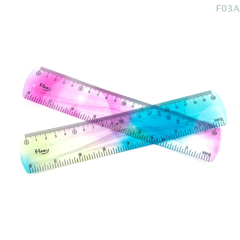 Colourful Student Flexible Ruler, Inch and Metric, 30 cm/12 Inch, 20 cm/8 Inch, 15 cm/6 Inch, Transparent Colors