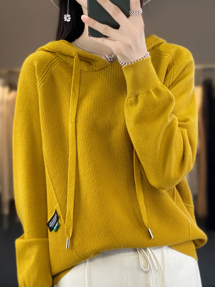 2024 Spring and Autumn Osmanthus Needle Hoodie Fashionable High Quality Soft Touch Women\'s Ideal Knitwear