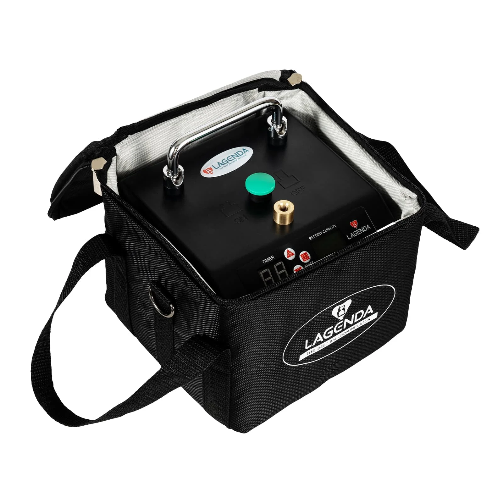 Schwarze elektrische Ballonpumpe zum Aufblasen von 160 langen Luftballons und 5-Zoll-Doppelsatzballons. 1400-W-Ballonpumpe