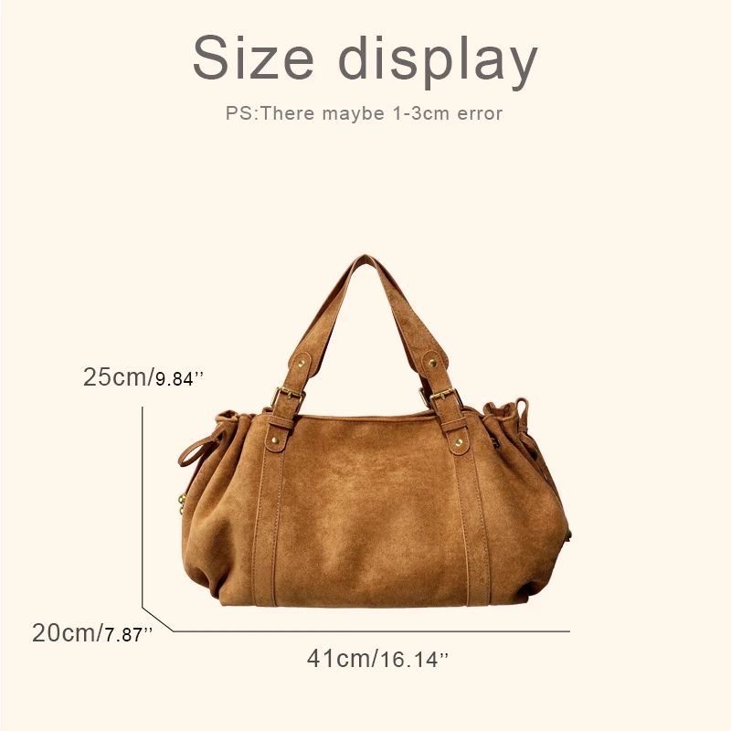 Vintage Faux Suede Pillow Bags For Women Luxury Designer Handbag Purse 2026 New In PU Rivet Pleated Top Handle Underarm Shoulder