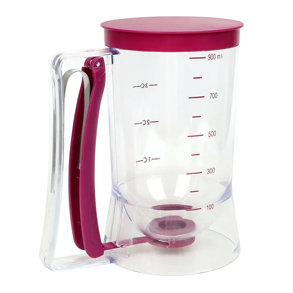 Dispensador de pasta de farinha de massa 900ml para cupcakes, biscoitos, bolo, muffins, copo de medição, creme, dispensadores de massa de panqueca