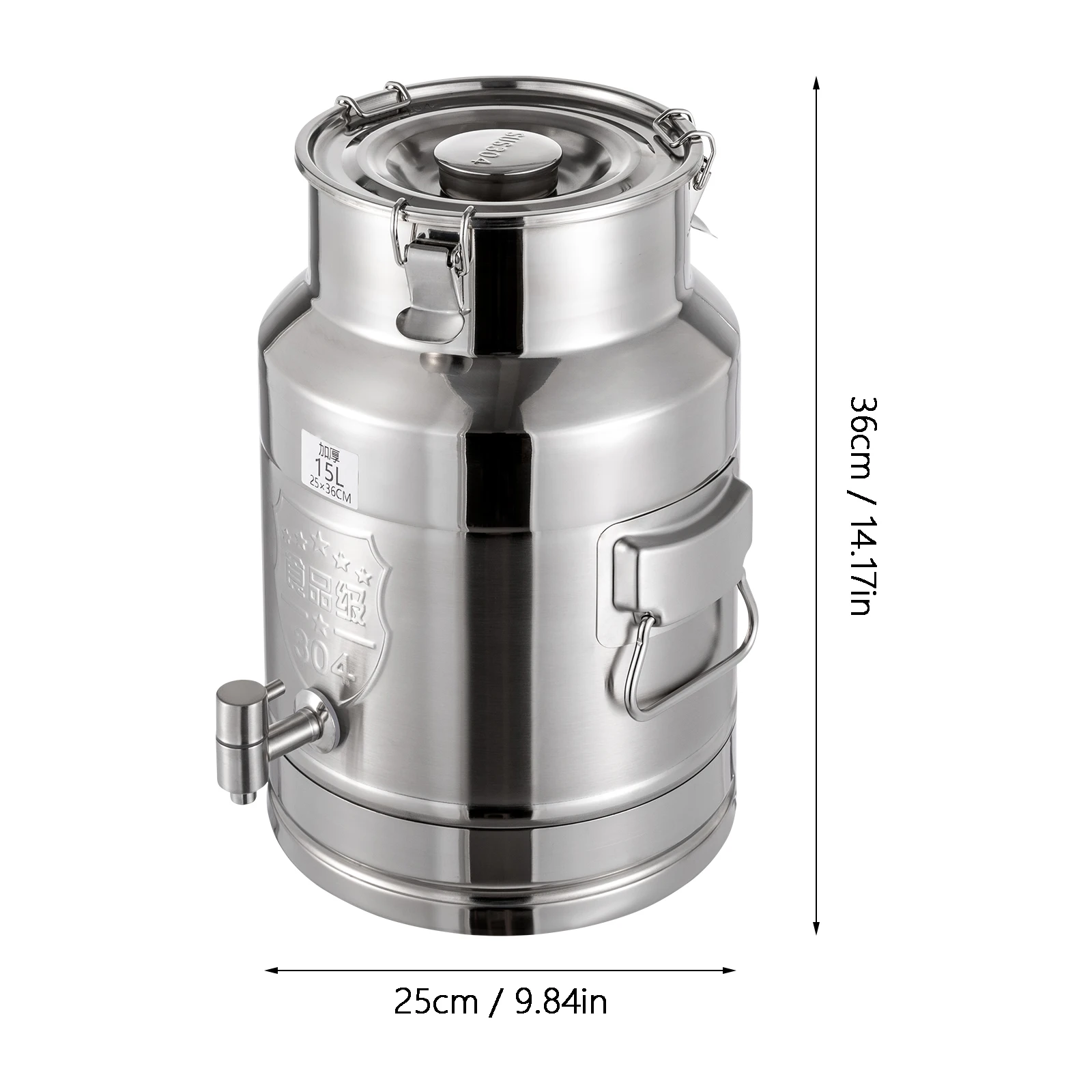 304 Stainless Steel Sealed Soup Barrel Household Tea Cans Transport Barrels Thickened Edible Oil Milk Barrels 15L/3.96Gal