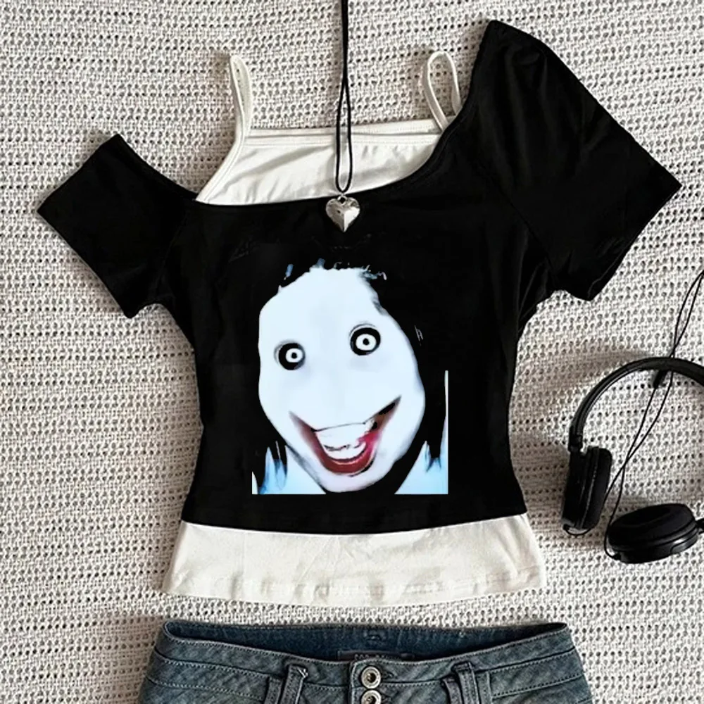 Jeff the Killer cropped top female vintage japanese dollette y2k gothic tshirt harajuku goth scene  gothic japan