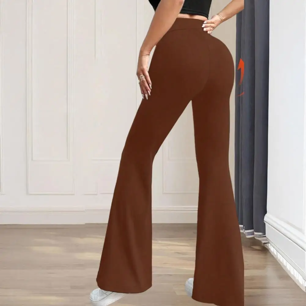 

Trousers Women High Waist Pants Slim Fit Loose Leg Trousers Pure Color Yoga Running Flared Pants for Everyday Wear High Stretch