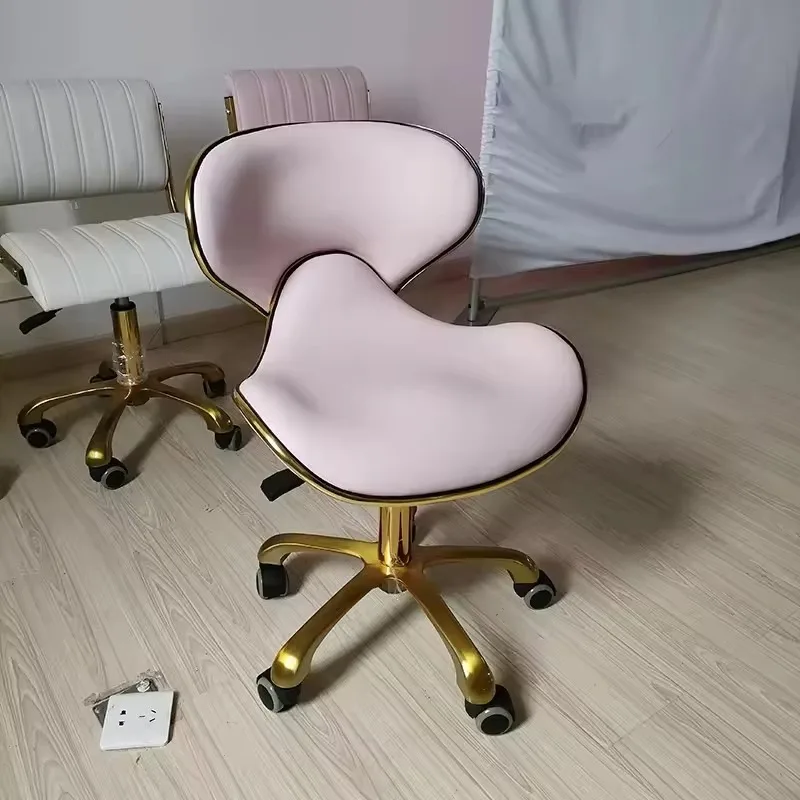 Modern Beauty Cheap Pink High Quality Gold Legs Nail Salon Chair Pedicure Stool for Sale