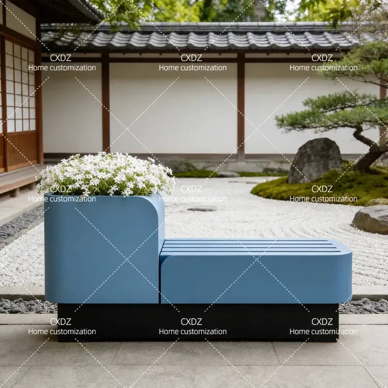 Modern Simple Flower Box Seat Stool Combination Outdoor Garden Decoration Chair Creative Commercial Street Landscape Seating