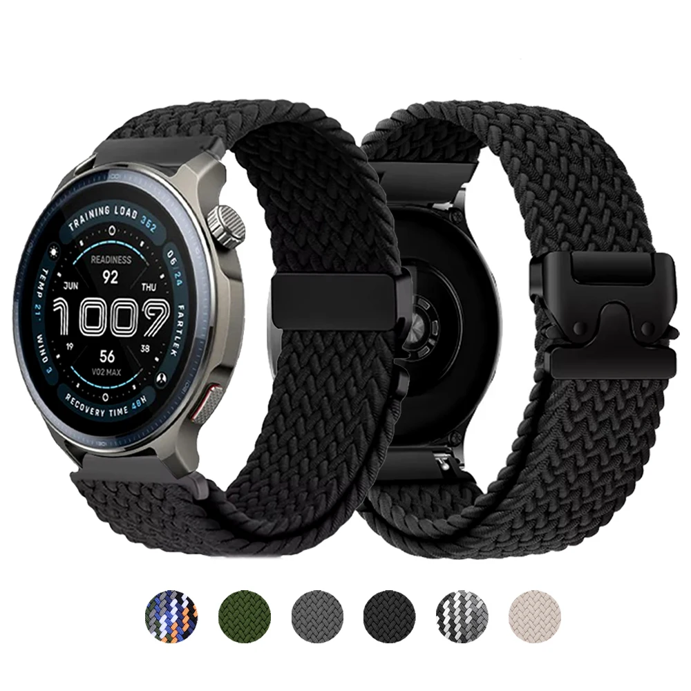 22mm 20mm Nylon Elastic Strap For AMAZFIT BIP6 5 BALANCE 2 GTS 4 mini GTS4 3 2 2e Band Amazfit Active 2 GTR 4 3 2 Sport Bracelet