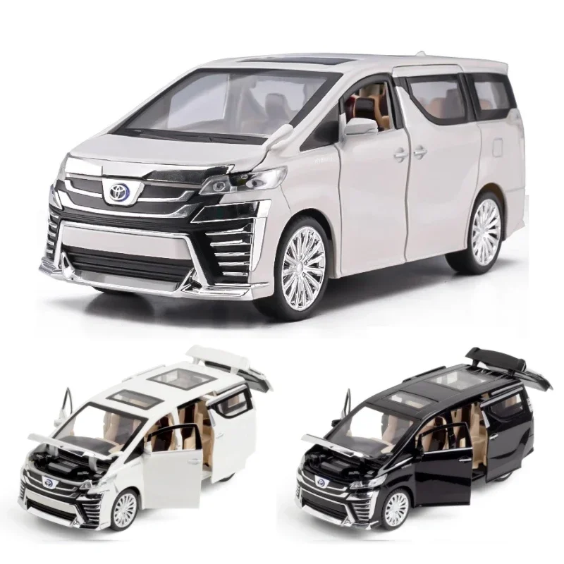 

1/24 TOYOTA Vellfire MPV Van Diecast Toy Car Model Miniature Pull Back Sound & Light Doors Openable Collection Gift For Boy Kid