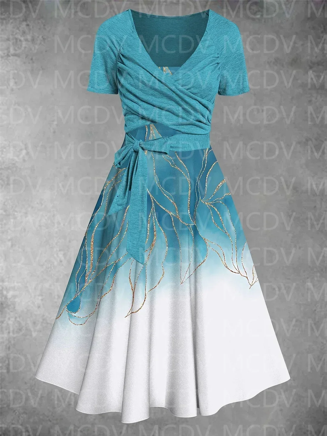 

Women's Floral Print Two-Piece Dress 3D Printed Pocket Dress Female Dresses