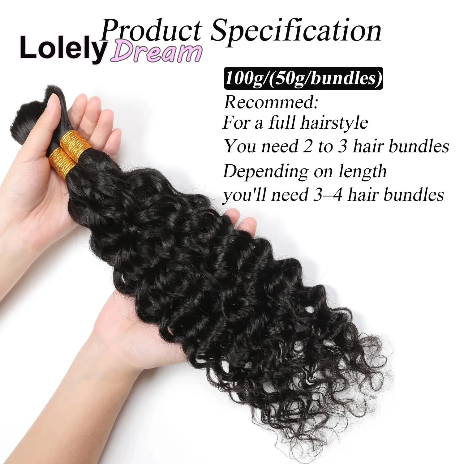 Deep Wave Human Braiding Hair 100% Unprocessed Human Hair Braiding Hair No Weft 18 Inch Curly Bulk Human Hair for Braiding #1B image 5