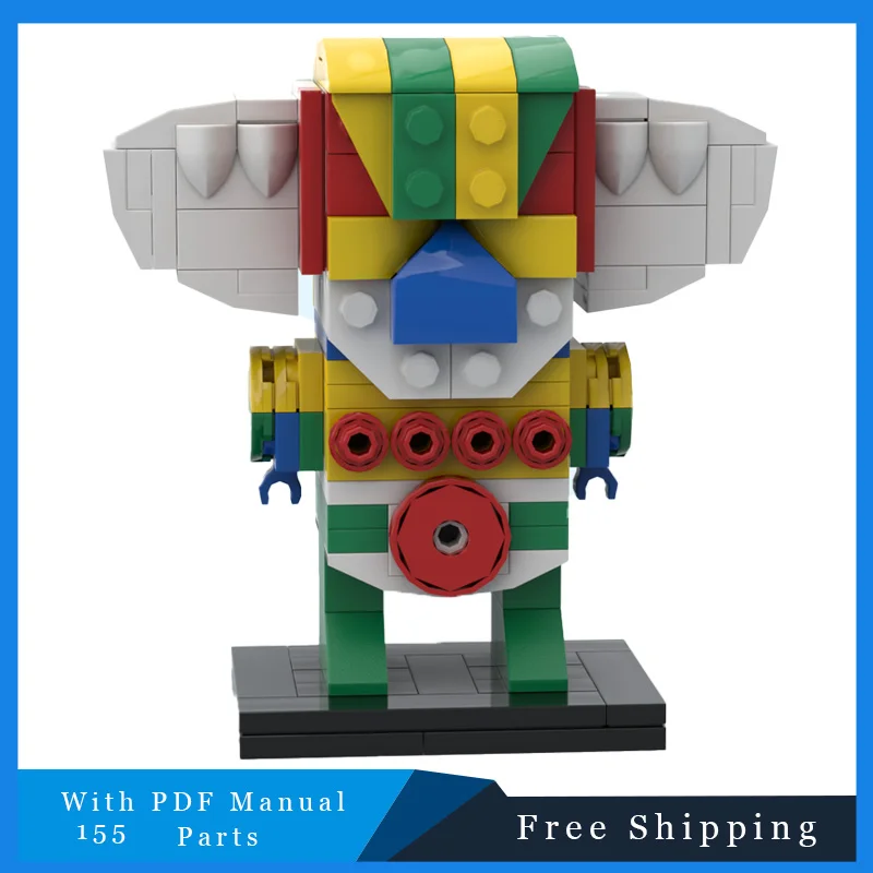 155 부품 MOC 크리에이티브 로봇 브릭헤드 모델 크리스마스 생일 선물 어린이 교육용 DIY 조립 블록 장난감