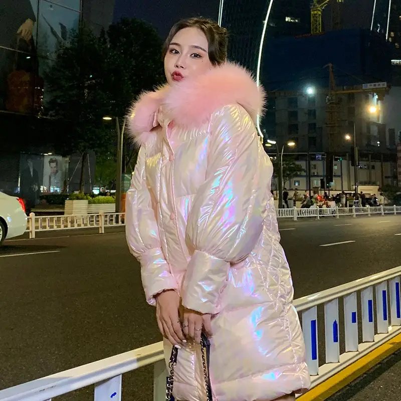 Winter Jacket Women Parka Big Fur Collar Hooded Thick Warm Long Female Coat Outwear Down Cotton Parkas Detachable fur collar