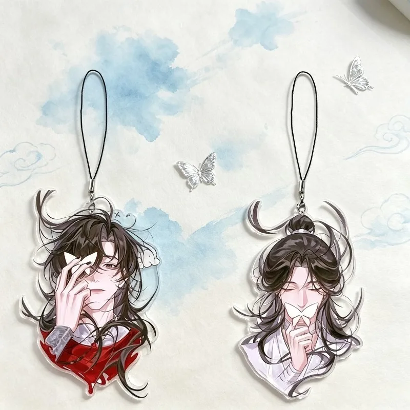 2pcs Hot Anime Tian Guan Ci Fu Blessing Hua Cheng Xie Lian Keychain Mobile Phone Charm Acrylic Cosplay Accessories Gifts