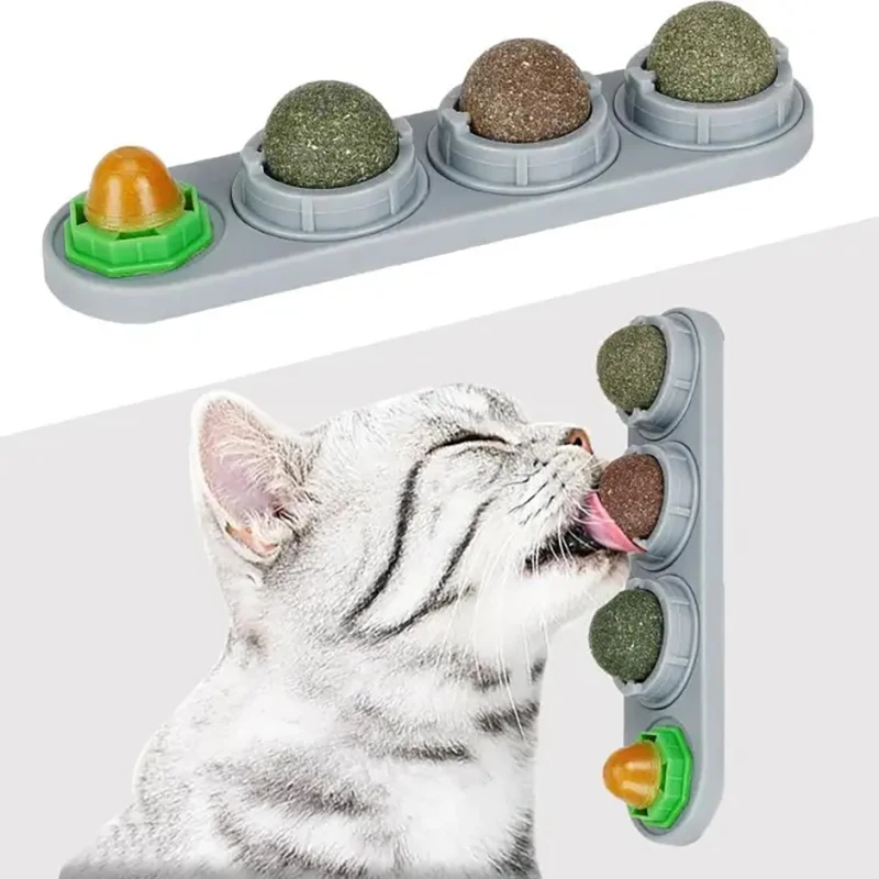 

Silvervine Balls Natural Catnip Toys Teeth Cleaning Dental Wall Treats Extra Cat Energy Ball Edible Cat Lick Healthy Kitten Chew