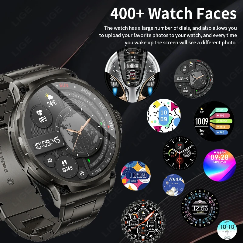 LIGE 2025 Nuovo Militare 710mAh Grande Batteria Smartwatch Da Uomo 1.85 "Ultra HD Chiamata Bluetooth Pressione Sanguigna Ossigeno Nel Sangue Smart Watch