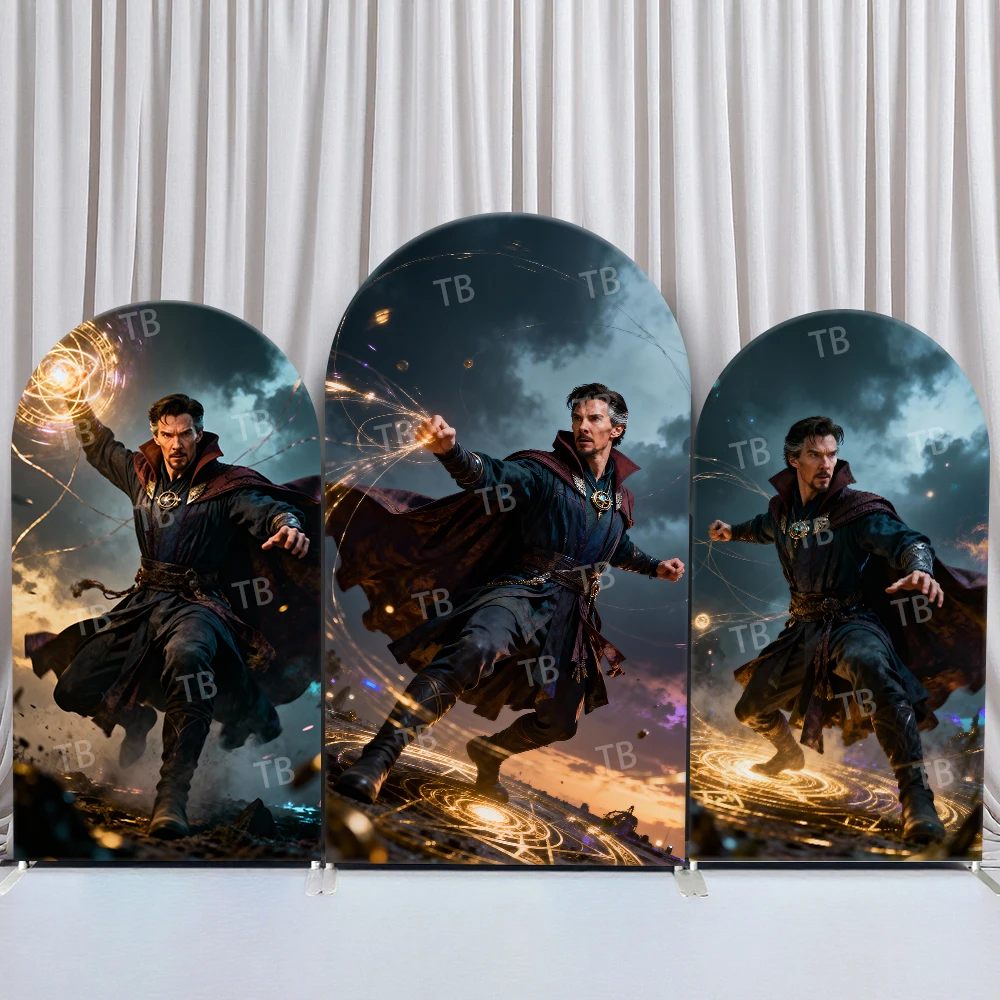 

Marvel Doctor Strange Arch Backdrop Cover Magic Light Effect Spell Background Party Photo Booth Props for Events Decorations