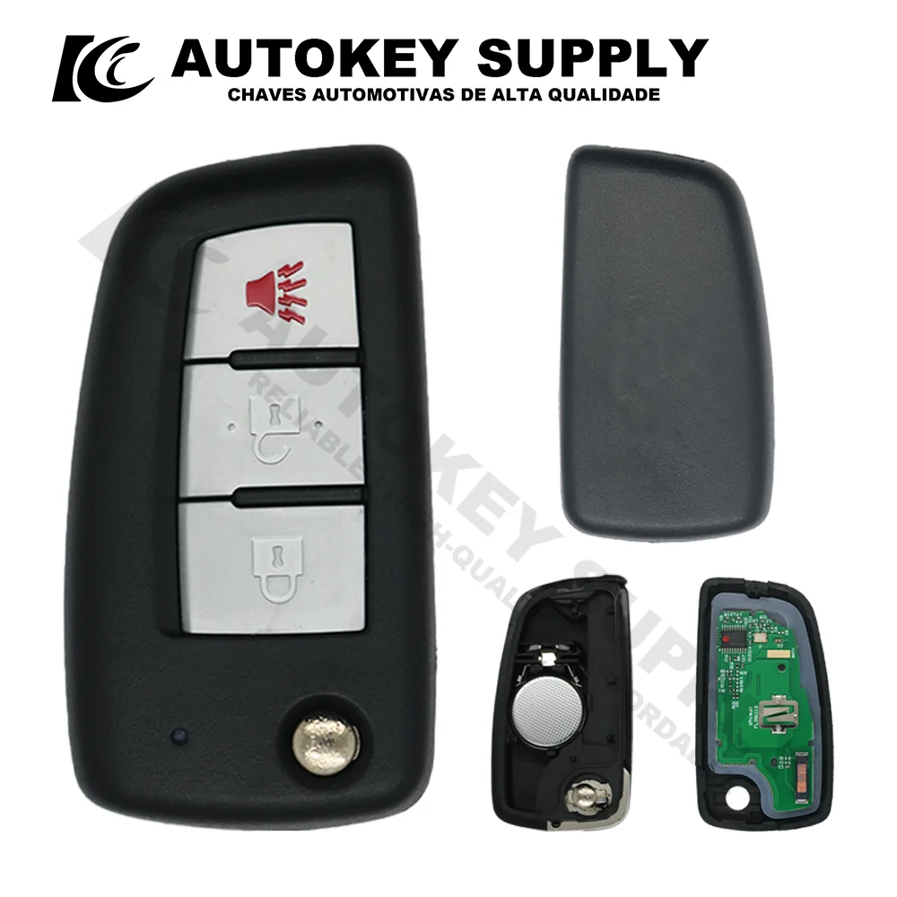 Autokeysupply 3 Buttons Flip Remote Key 433MHz 4A Chip NSN14 Blade For Nissan