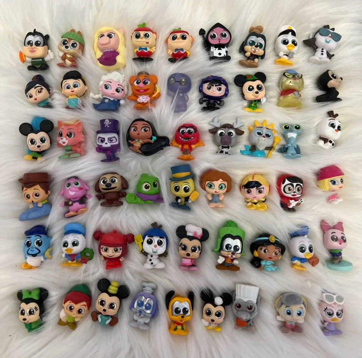 Disney doorables figuras dos desenhos animados 10/20/50 pçs kawaii mickey mouse princesa anna elsa vidro grande olhos boneca série coletar presente do miúdo