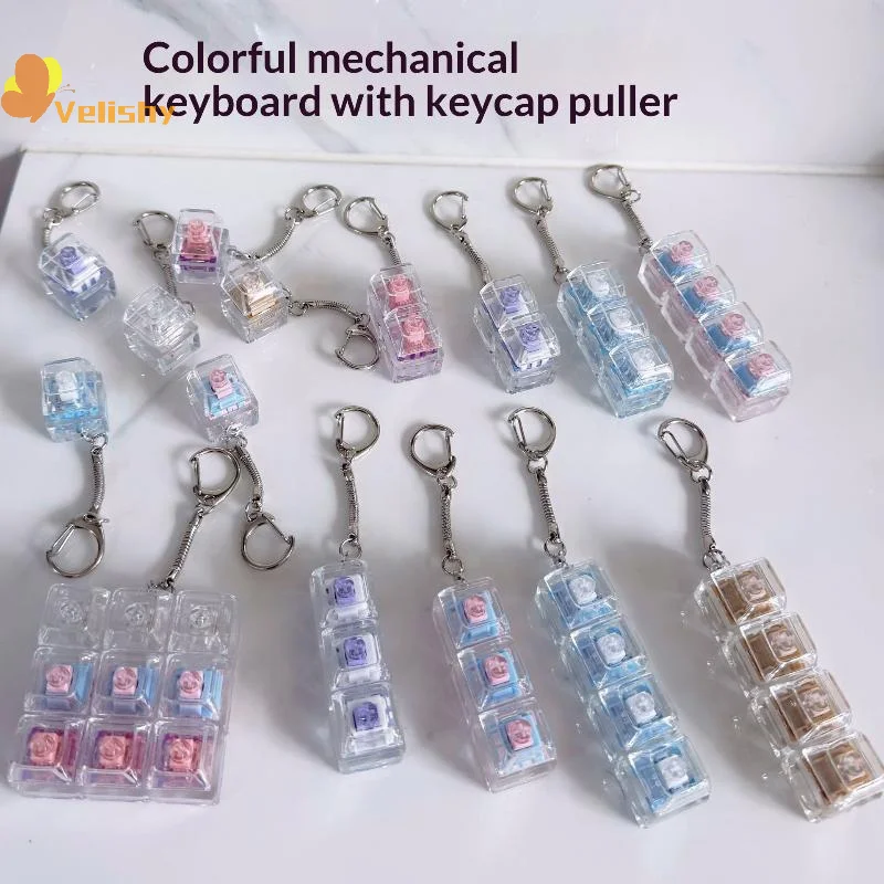 1/2/3/4/9 Key Keyboard  Toys Crystal Keycap Keychain Stress Relief Fingertip Gadget Decompression Toys Clicker  Toy