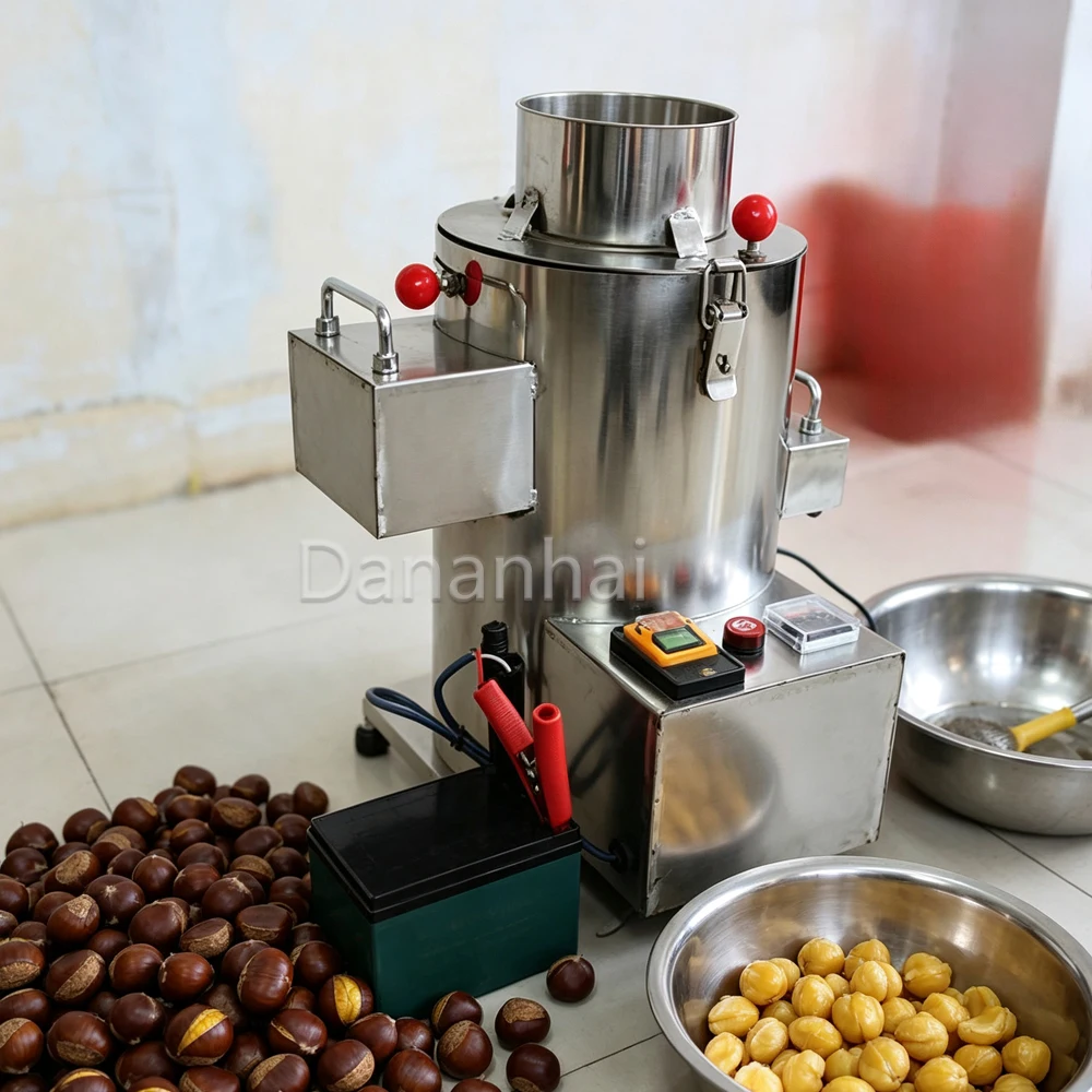 Commercial Chestnut Shell Remover Electric Durable Chestnut Peeler Stainless Steel Hulling Machine for Catering Business
