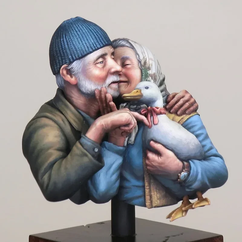 1/12 Scale Resin Bust Assembled Model Kit Old Man and Duck Love Statue Hobby Miniature Toys Unassembled Unpainted Free Shipping