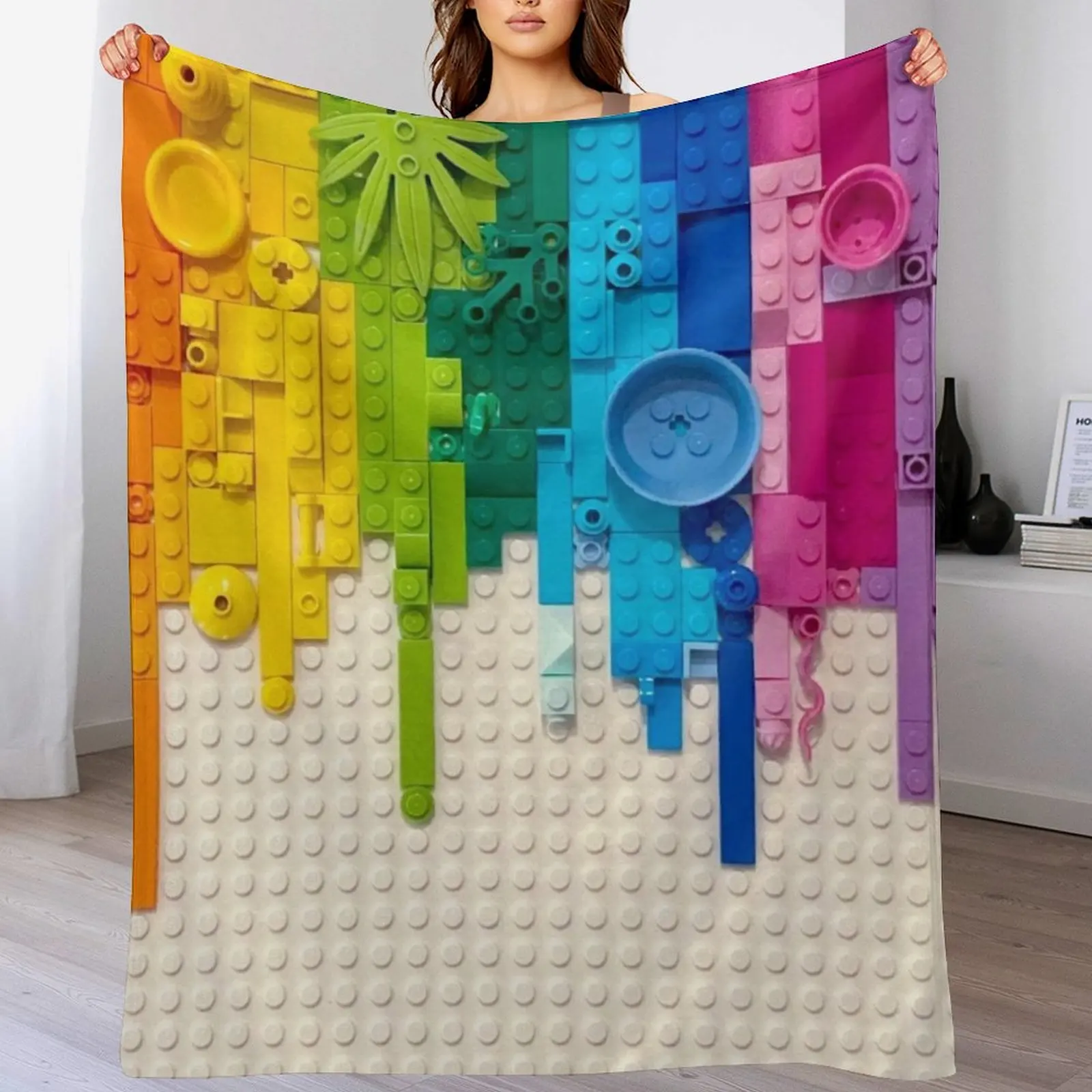 

Rainbow drip Throw Blanket Cute Plaid Loose anime Blankets