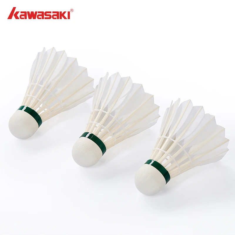 Kawasaki Team 3/ Team 1 Badminton Ball Professional Tournament Grade White Goose Feather Badminton Shuttlecock