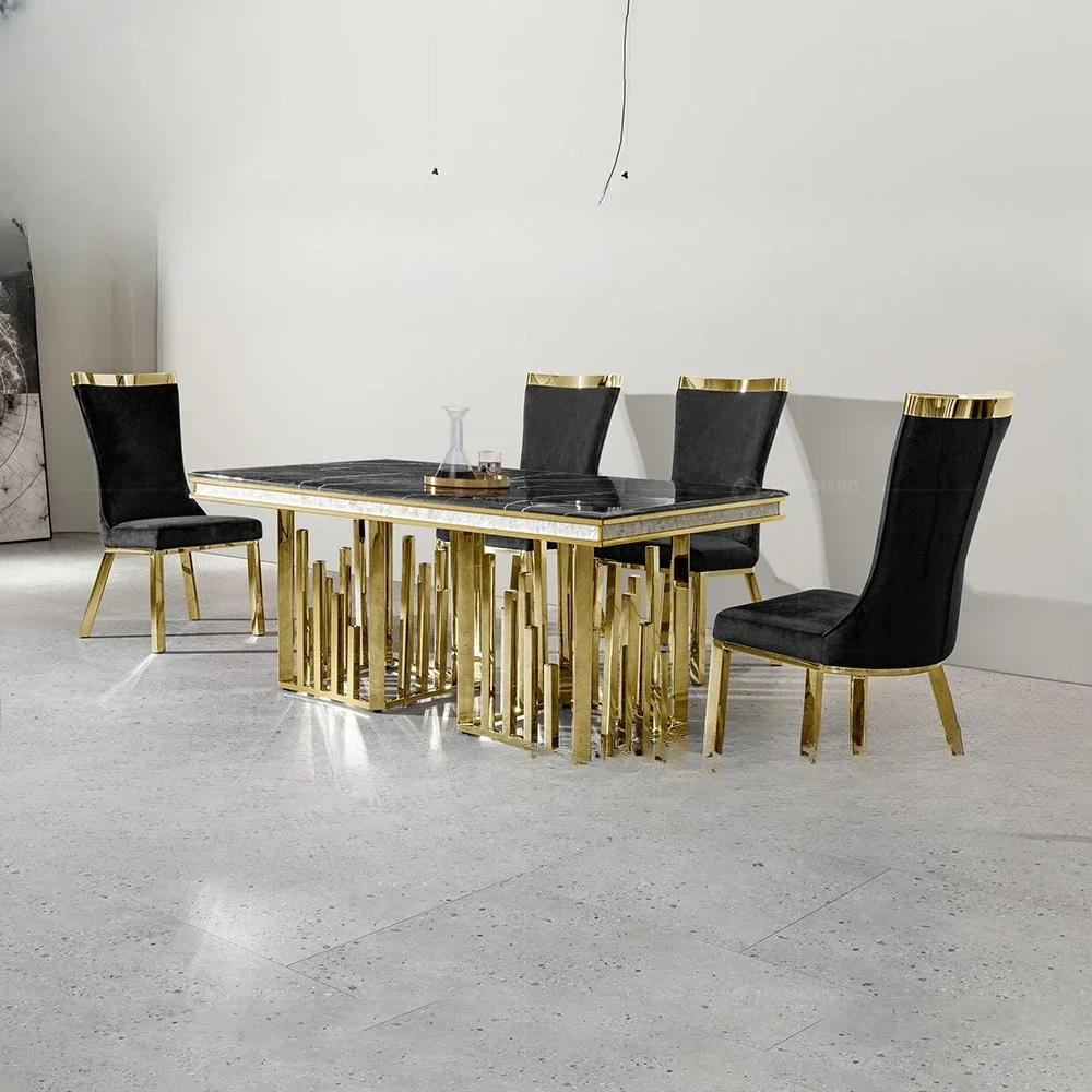 طاولة طعام إيطالية فاخرة خفيفة، رخامية للاستخدام المنزلي، شقة صغيرة مع إحساس بالصف العالي