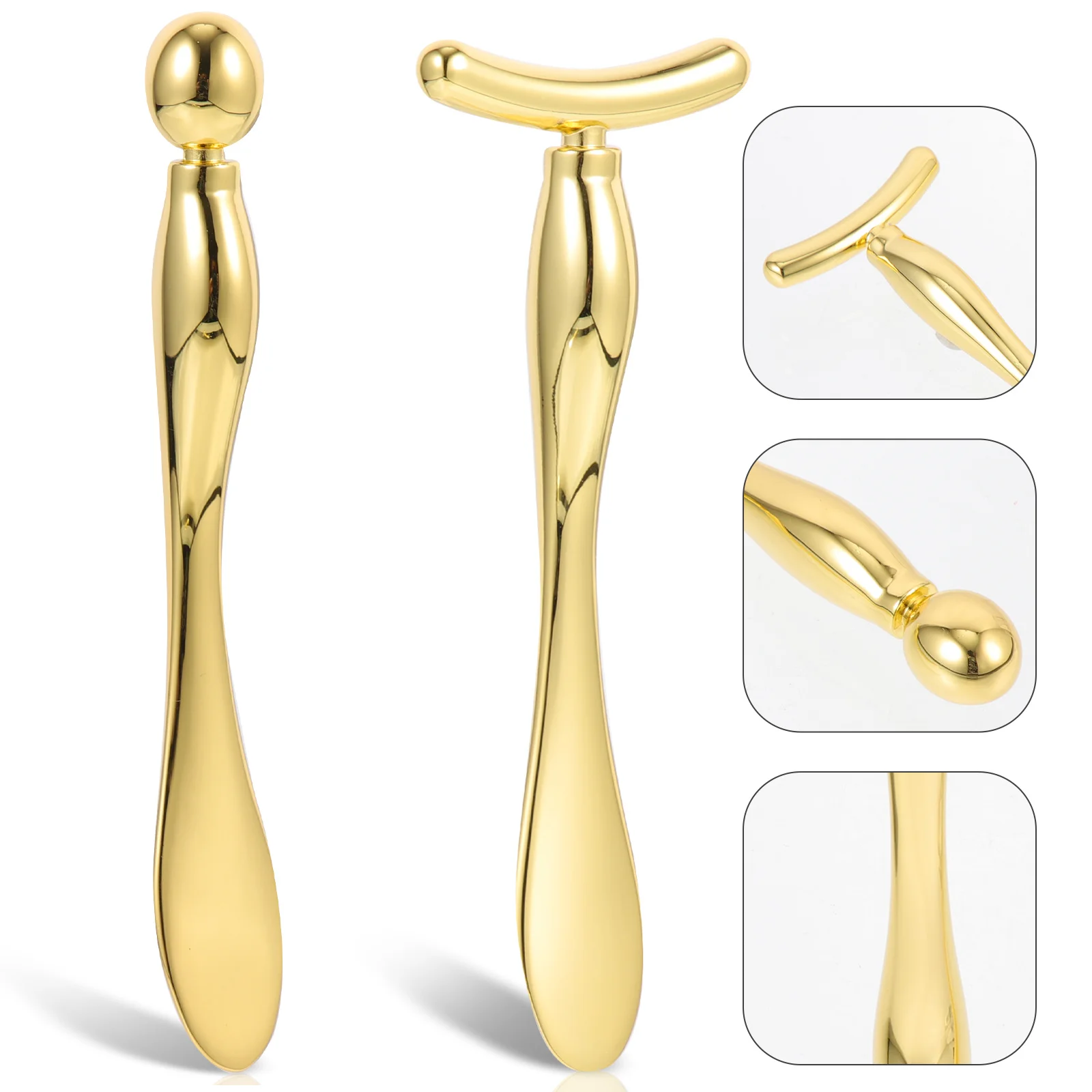 2pcs T Shape Eye Cream Stick Set With Scoop For Eye Care Facial Massage, Metal Spatula Tool For Skincare Routine,