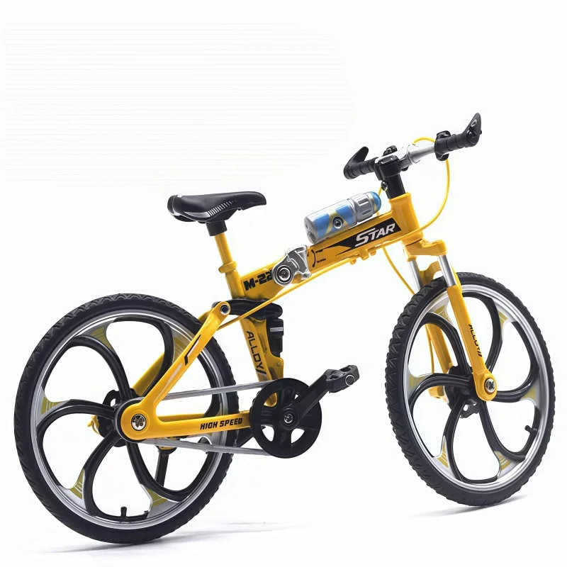 1:10 scale foldable mountain bike alloy model, die-cast folding bicycle with movable wheels and pedals, desktop display collecti