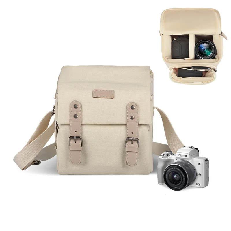 canvas camera bag Waterproof Canvas Crossbody Camera Case Compact Camera Shoulder Bag Vintage DSLR SLR Messenger Shoulder Bag