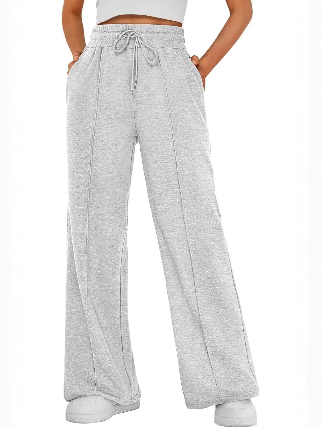 Pantalones deportivos informales para mujer Dstring cintura elástica pierna recta ajuste suelto Color l cintura Spor Sle